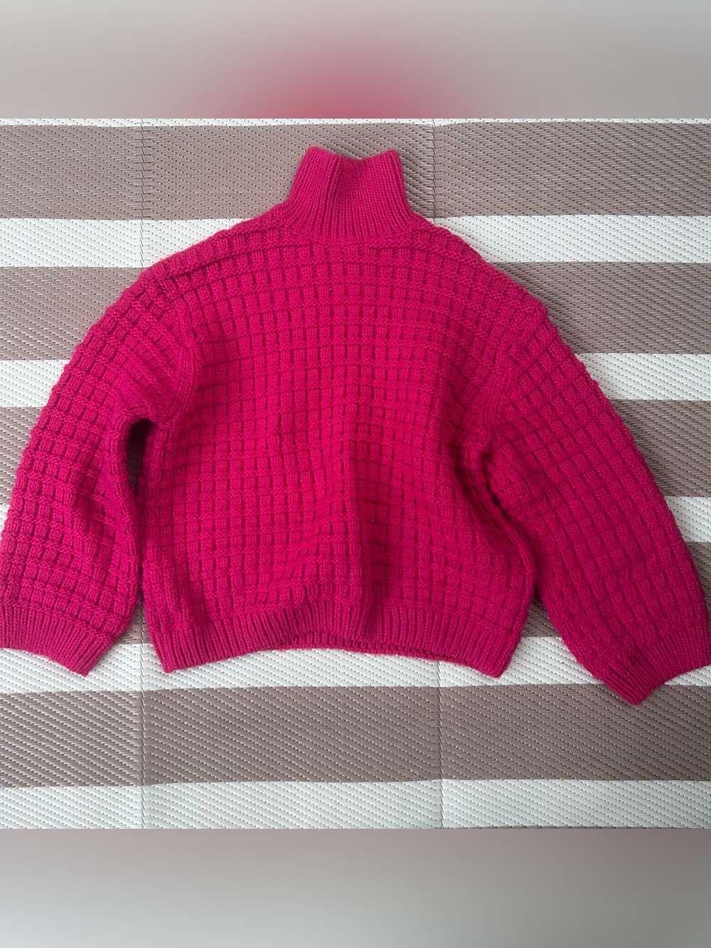H&M Hot Pink Bubble Stitch Turtleneck Sweater